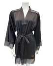 Kilo Brava 17009B Satin & Lace Black Wrap Robe myselfingerie.com