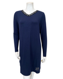 Jackie O'Loungewear NGHTSHRT-NVY Navy V Neck Modal Nightshirt myselflingerie.com