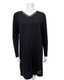 Jackie O'Loungewear NGHTSHRT-BLK Black V Neck Modal Nightshirt myselflingerie.com