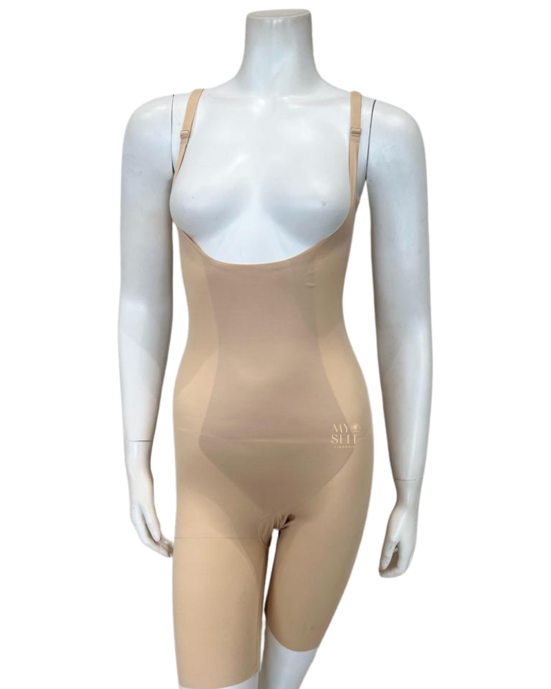 Body Beautiful 1384 Nude Open Bust Bodysuit with Legs myselflingerie.com