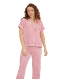 UGG 1131518 Clay Pink Hearts Aimee Short Sleeves Button Down Pajama Set myselflingerie.com