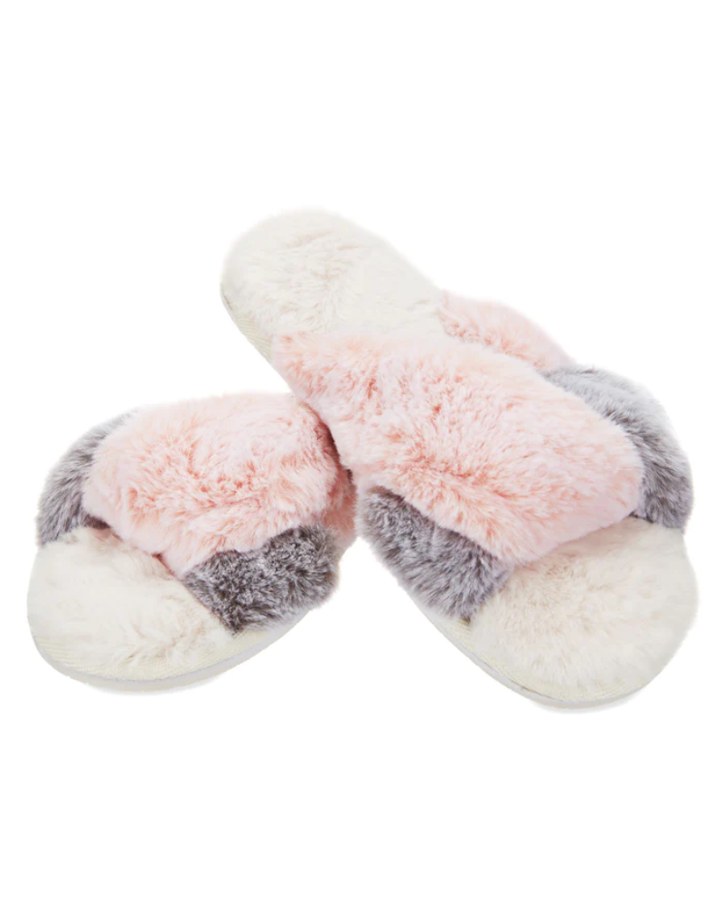 Me Moi MZP07109 Rita Plush Open Toe Slippers myselflingerie.com