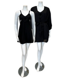 Rya Collection Tania Black Chemise and Wrap Set