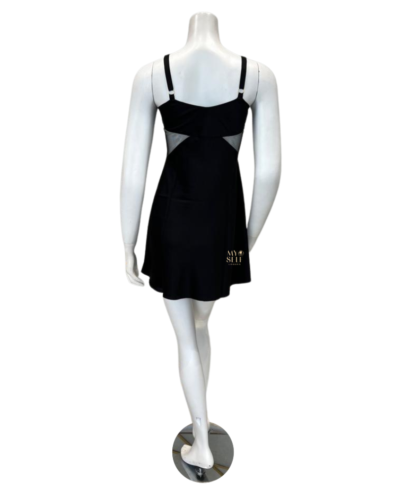Rya Collection 591 + 593 Tania Black Chemise and Wrap Set myselflingerie.com