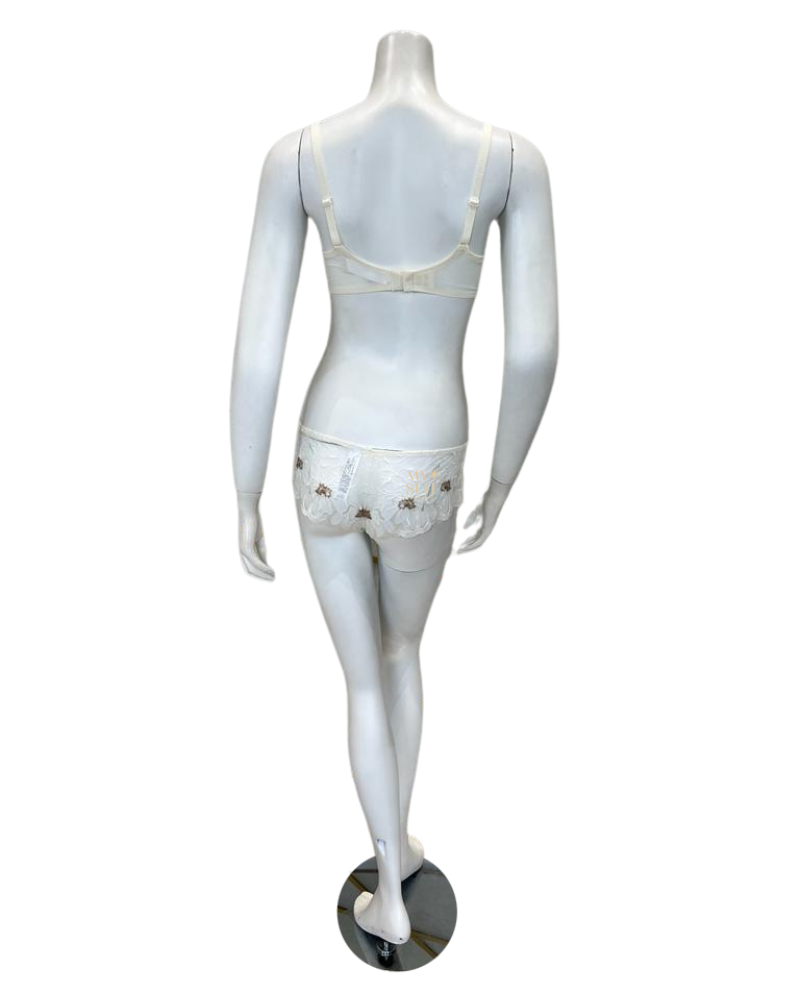 Chantelle 12M8 + 12M4 Ivory/Gold Fleurs Bralette and Panty Set myselflingerie.com