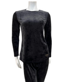 Jackie O'Loungewear VLPJ-BLK Black Velour Pajamas Set myselflingerie.com