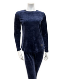 Jackie O'Loungewear VLPJ-BLU Blue Velour Pajamas Set myselflingerie.com