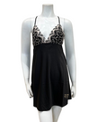 Flora Nikrooz Q81255+Q81266 Black Sydney Charmeuse Chemise & Robe myselflingerie.com