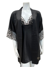 Flora Nikrooz Q81255+Q81266 Black Sydney Charmeuse Chemise & Robe myselflingerie.com