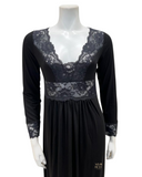 Oh! Zuza S002 Black Sheer Floral Lace Nightgown myselflingerie.com