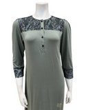 Oh! Zuza M8926 Velvet Lace Button Down Agave Green Modal Nightshirt myselflingerie.com