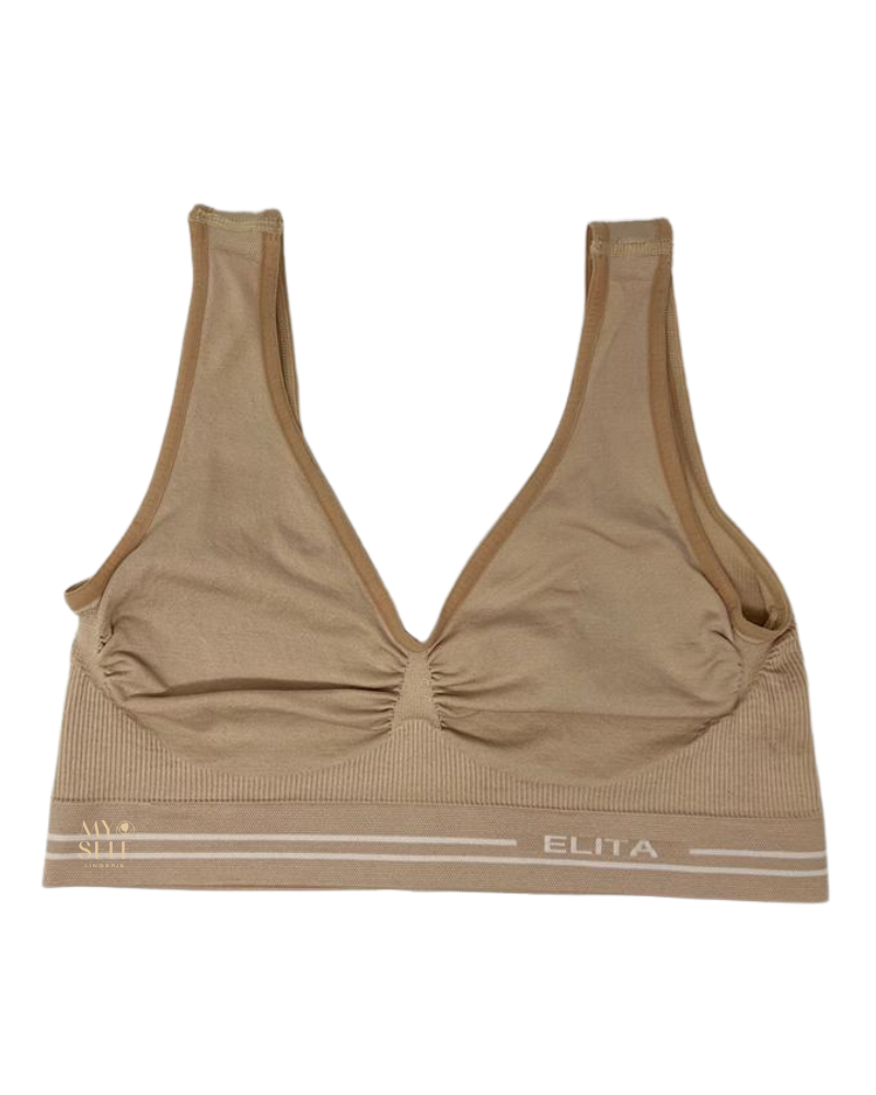Elita ELS858 Nude Beige Seamless Wirefree Bra myselflingerie.com