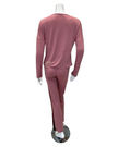 Oh! Zuza 3144 Antique Rose V Neck Velvet Strip Modal Pajamas Set myselflingerie.com