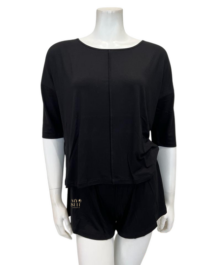 Oh! Zuza H32 Black Classic Lounge Short Pajamas Set mytselflingerie.com
