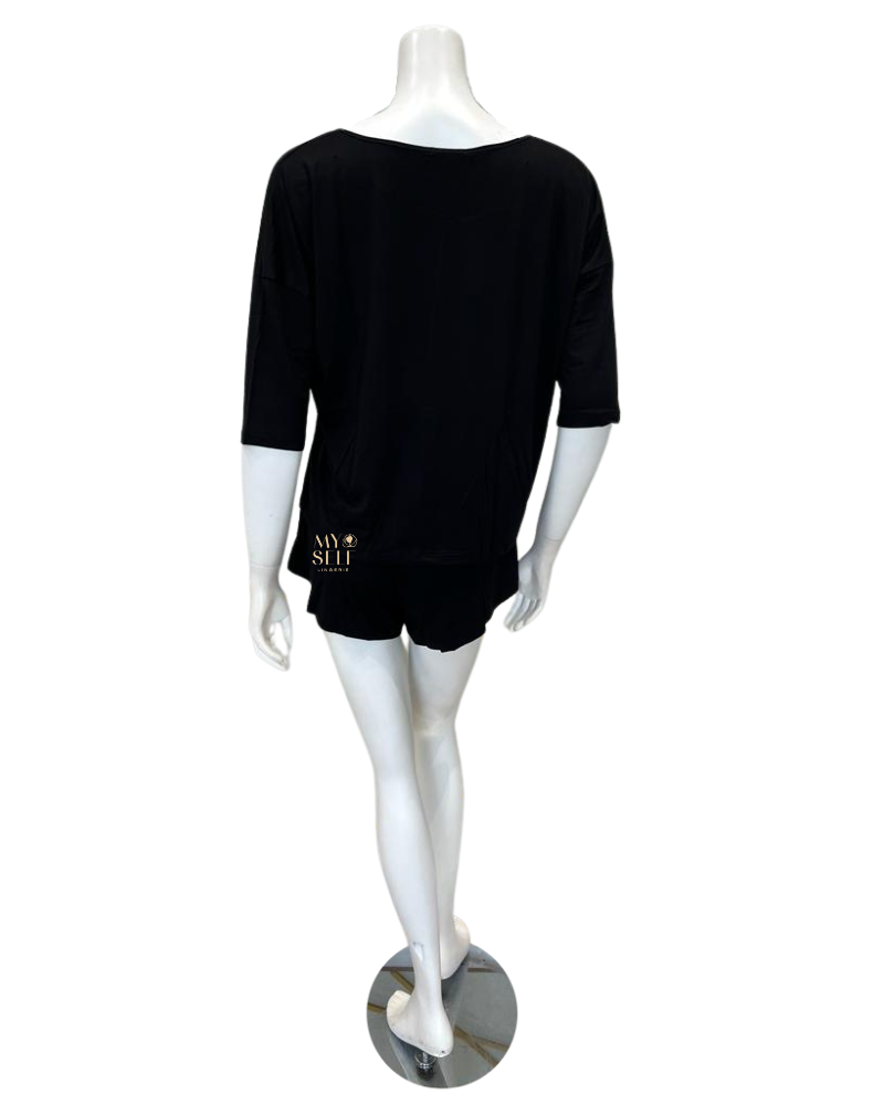 Oh! Zuza H32 Black Classic Lounge Short Pajamas Set mytselflingerie.com