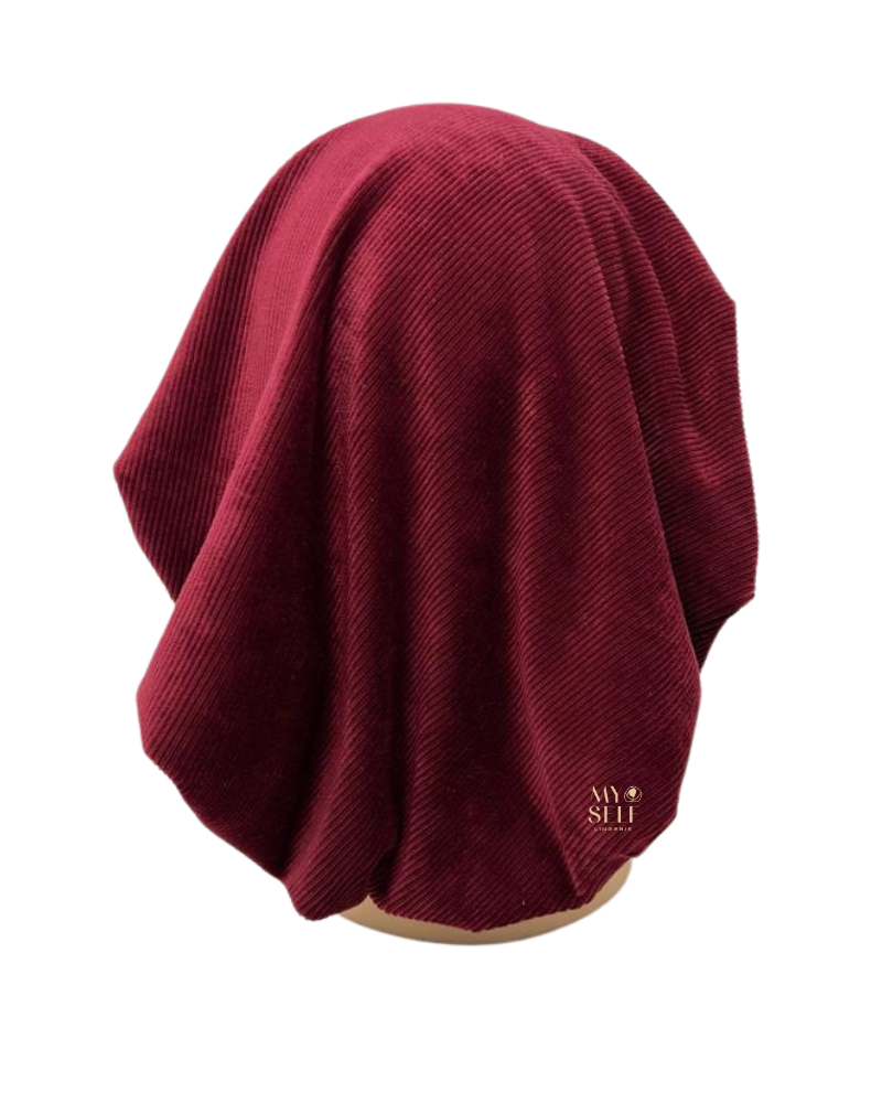 Triple Up BL652 Burgundy Velvet Ribbed Lined Pre-Tied Bandanna myselflingerie.com