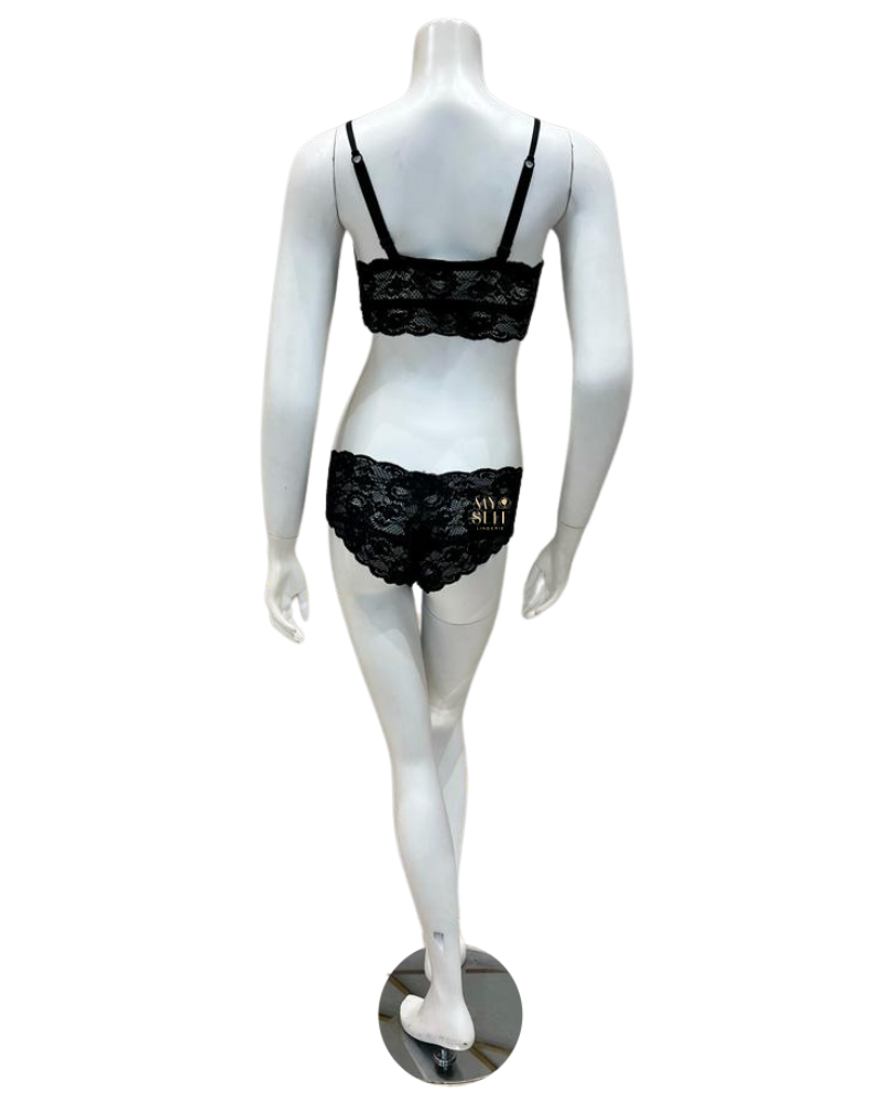 Cosabella NEVER1324 + 07ZL Black Lace Curvy Bralette & Short Set myselflingerie.com