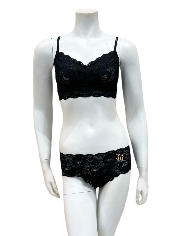 Cosabella NEVER1324 + 07ZL Black Lace Curvy Bralette & Short Set myselflingerie.com