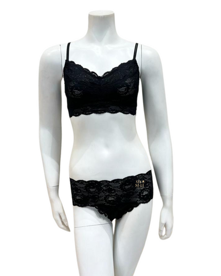 Cosabella NEVER1324 + 07ZL Black Lace Curvy Bralette & Short Set myselflingerie.com