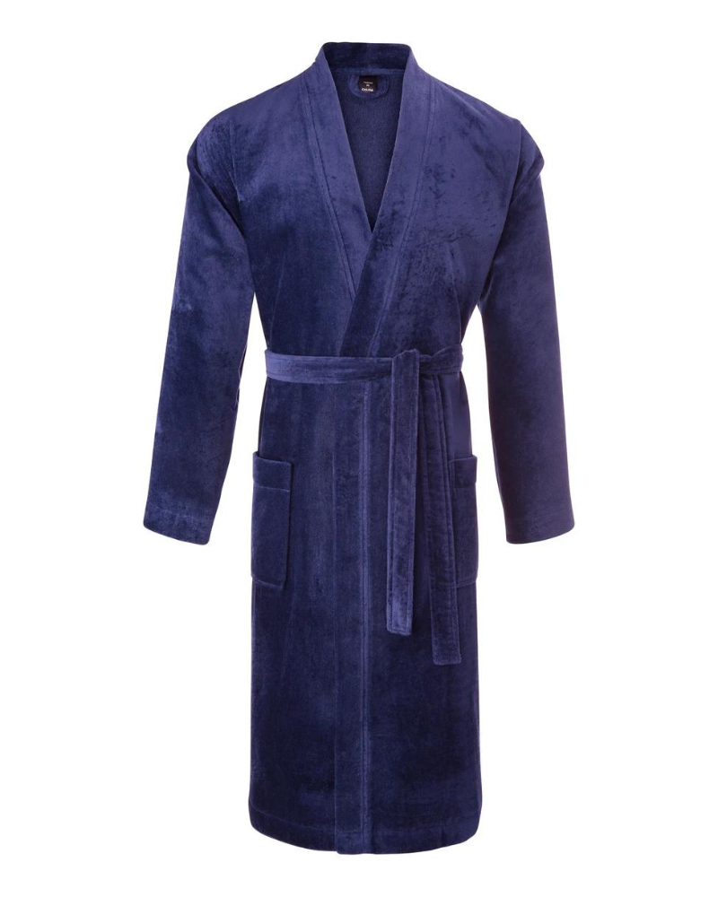 Verona 52 Silk Jacquard Navy Men's Dressing Gown| Derek Rose