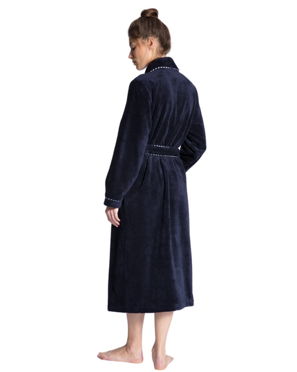 Calida 61302 #339 Dark Lapis Blue Cotton Blend Luxury Bath Robe myselflingerie.com