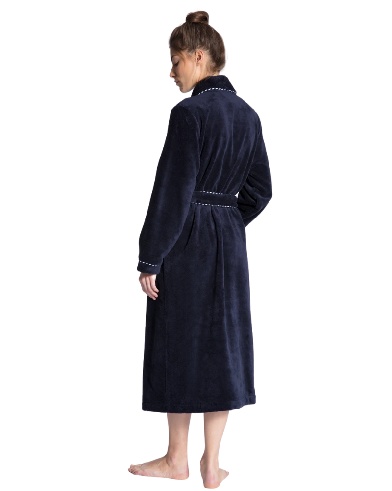 Calida 61302 #339 Dark Lapis Blue Cotton Blend Luxury Bath Robe myselflingerie.com