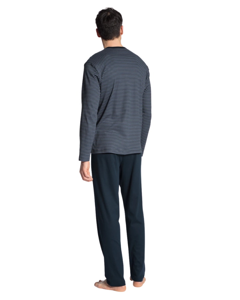 Calida 41667 #479 Dark Sapphire Relax Streamline Men's 100% Cotton Pajamas myselflingerie.com