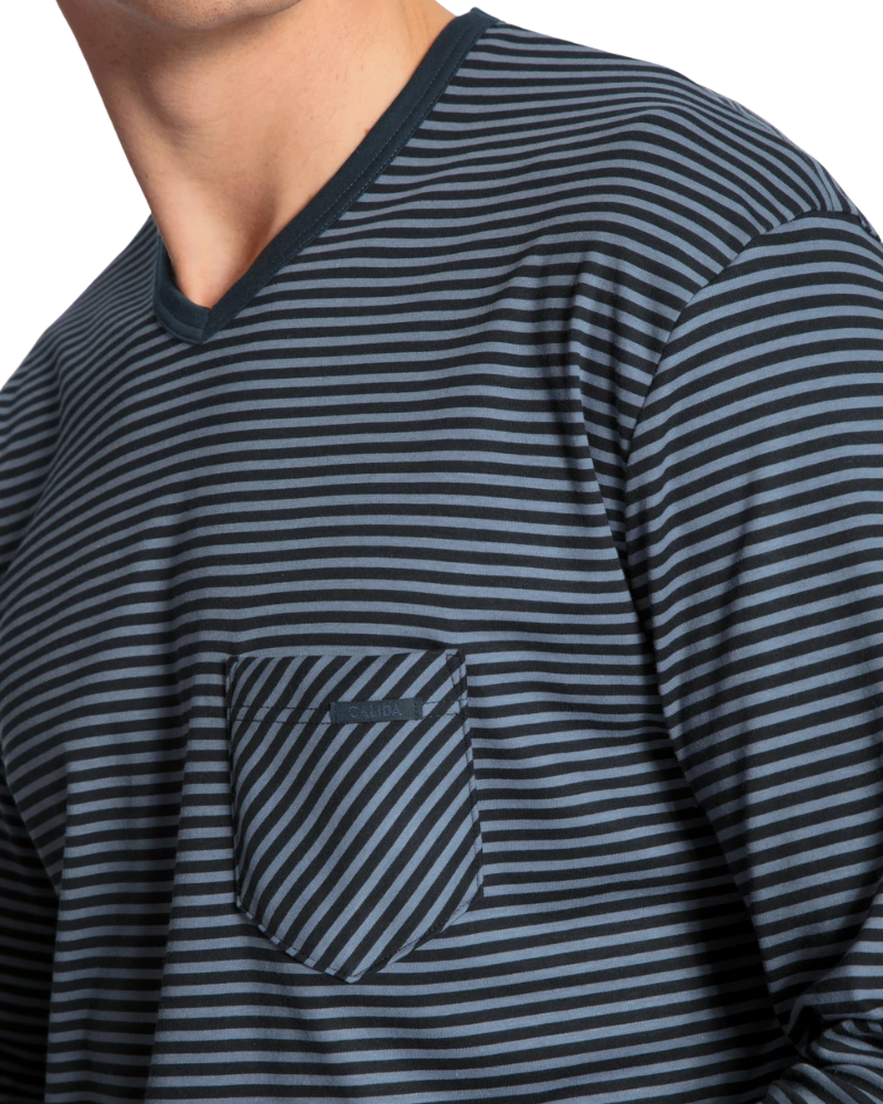 Calida 41667 #479 Dark Sapphire Relax Streamline Men's 100% Cotton Pajamas myselflingerie.com