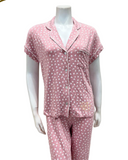 UGG 1131518 Clay Pink Hearts Aimee Short Sleeves Button Down Pajama Set myselflingerie.com