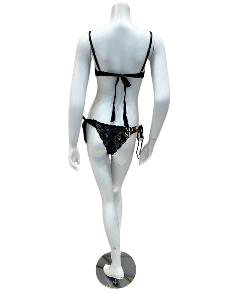 Cosabella NEVER1320 + 0372 Black Tie Me Up Bralette Set myselflingerie.com