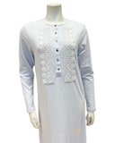 Nico Italy AG804WH Lace Snap Front White Cotton Nightgown myselflingerie.com