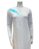 Chicolli FW23N25A White Multi Combo Foil Abstract Button Down Nightgown myselflingerie.com