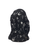 Lizi Headwear OBCFBLWH Black/White Floral Crimped Open Back Pre-Tied with Light Non Slip Grip myselflingerie.com