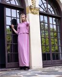 Ellwi 613 Velvet Bows Wrap Style Pink Cotton Nursing Nightgown myselflingerie.com