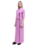 Ellwi 613 Velvet Bows Wrap Style Pink Cotton Nursing Nightgown myselflingerie.com