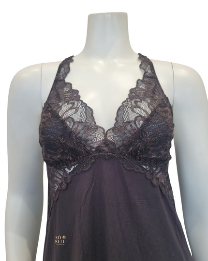 Fleurt 6032 Shale Indulgence Lace Bustier Chemise myselflingerie.com