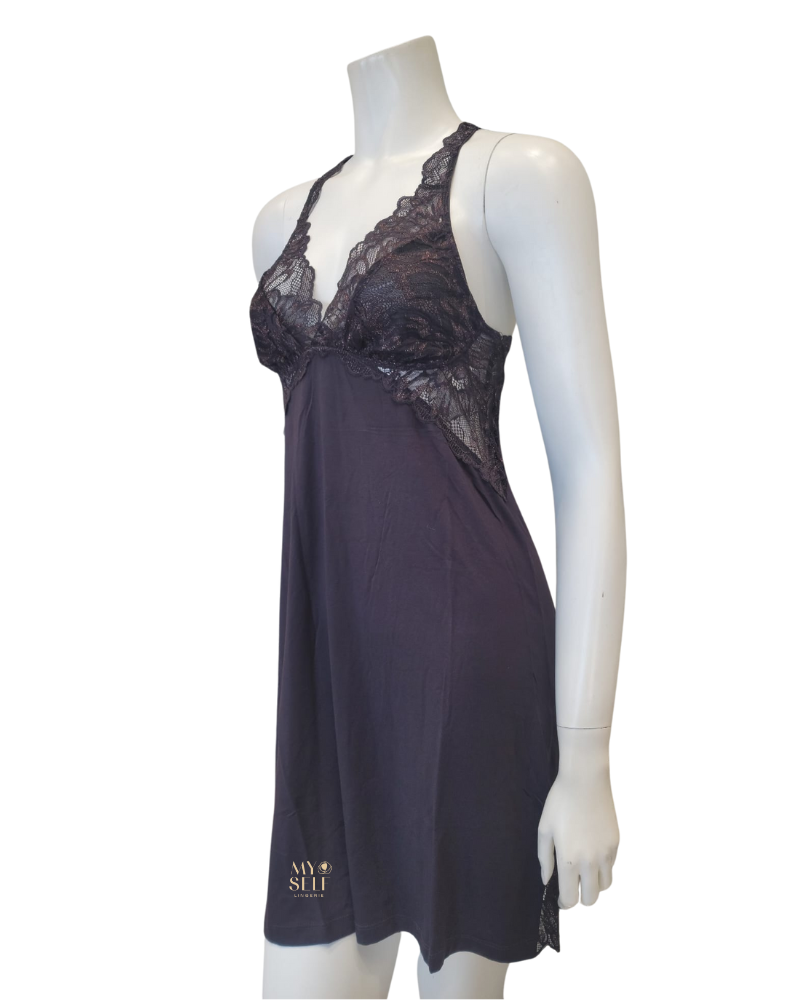 Fleurt 6032 Shale Indulgence Lace Bustier Chemise myselflingerie.com