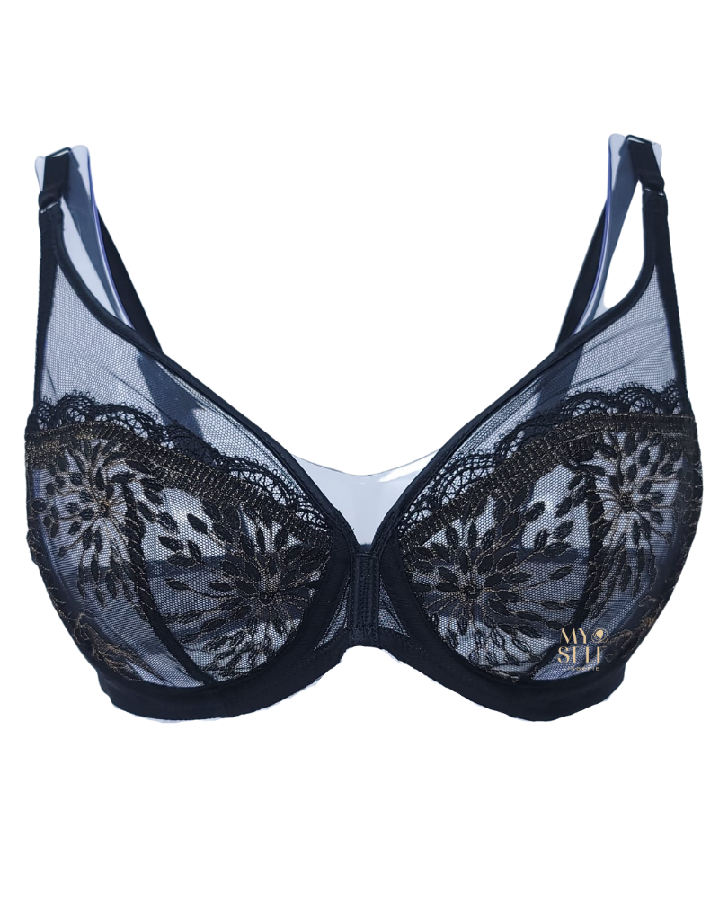 Simone Perele 1A2319 Black/Gold Lace Singuliere Underwire Bra myselflingerie.com