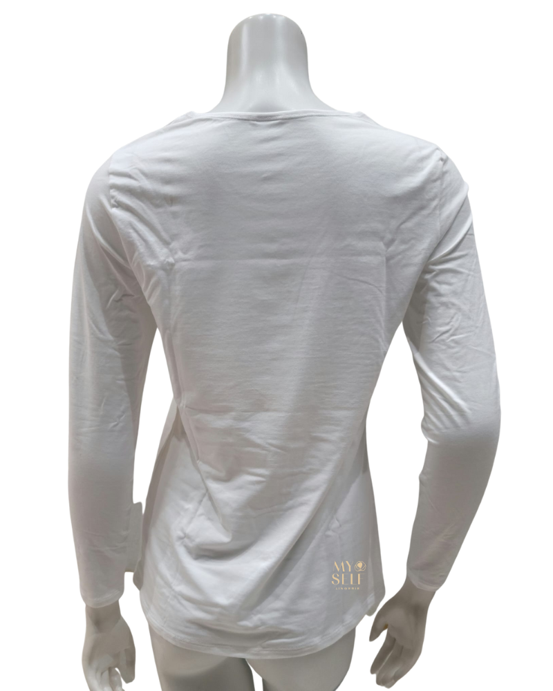 Calida 15075 #001 White Long Sleeve Natural Comfort Cotton Undershirt myselflingerie.com