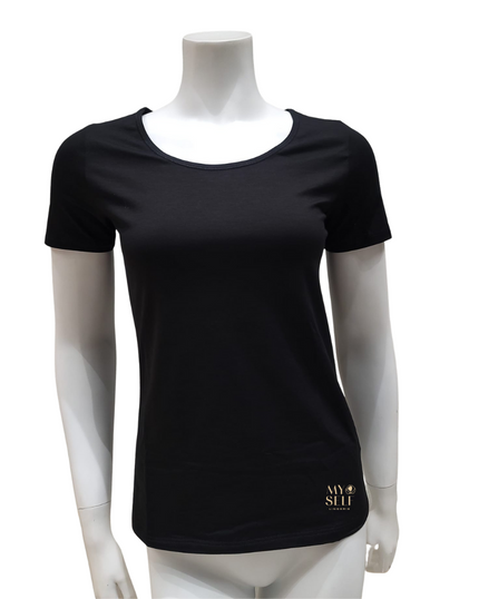 Calida 14075 #992 Black Short Sleeve Natural Comfort Cotton Undershirt myselflingerie.com
