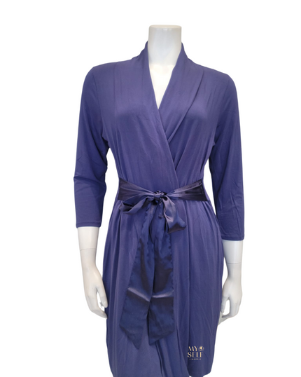 Fleur't 620 Oxford Blue Modal Short Morning Robe myselflingerie.com