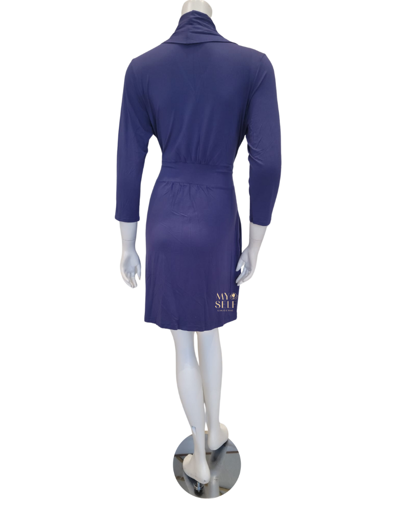 Fleur't 620 Oxford Blue Modal Short Morning Robe myselflingerie.com