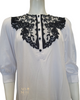 Oh! Zuza M8919 Black Lace Detail Button Down White Cotton Nightshirt  myselflingerie.com