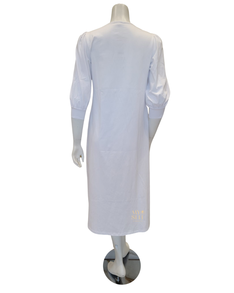 Oh! Zuza M8919 Black Lace Detail Button Down White Cotton Nightshirt  myselflingerie.com