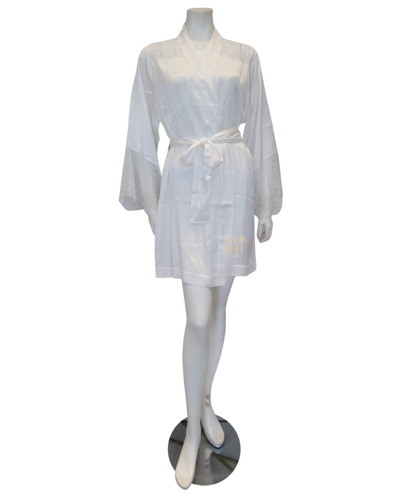 Oh! Zuza 3938 + 3939 Elegant Lace Ivory Chemise & Kimono Set myselflingerie.com