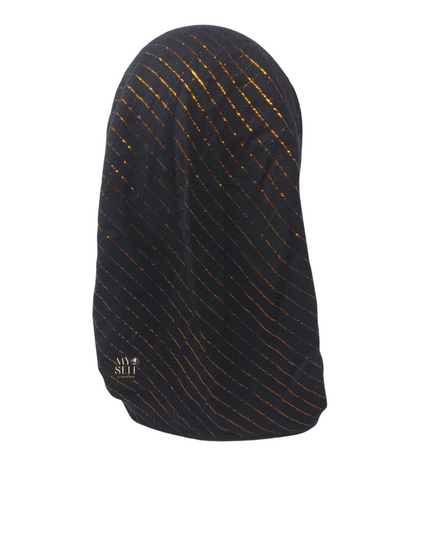 SG CS-03J Jeans Golden Lurex Stripes Cotton Adjustable Pre-Tied Bandanna myselflingerie.com