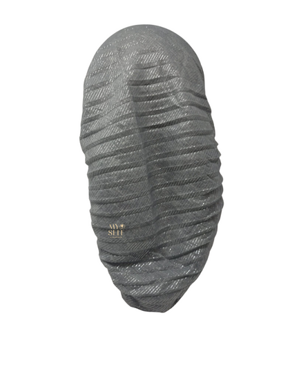 SG PR02-MG Medium Grey Cotton Lurex Pleated Adjustable Pre-Tied Bandanna myselflingerie.com