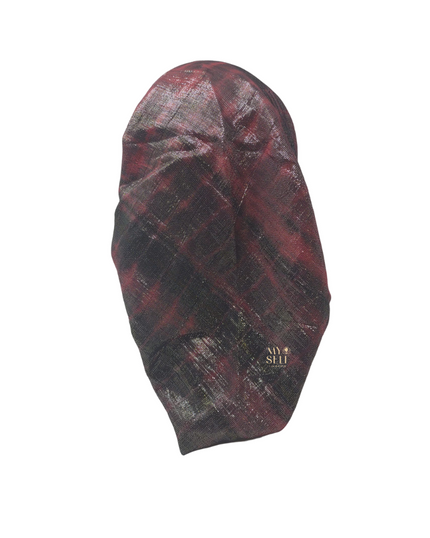 SG CS-05BBS Burgundy/Black/Silver Lurex Tie Dye Adjustable Pre-Tied Bandanna myselflingerie.com