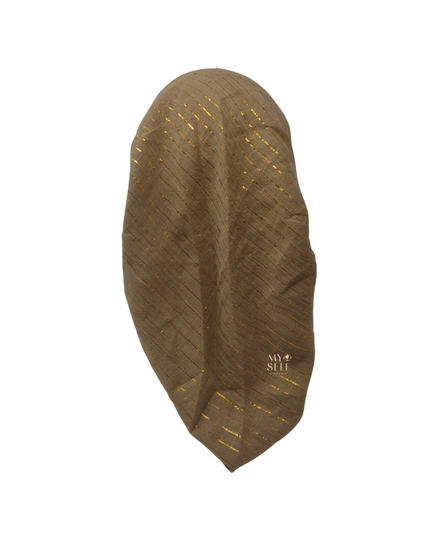 SG CS-03T Taupe Golden Lurex Stripes Cotton Adjustable Pre-Tied Bandanna myselflingerie.com