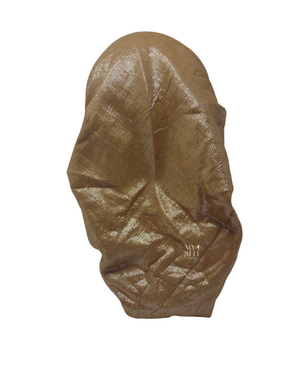 SG CS-01TS Medium Taupe/Silver Metallic Cotton Adjustable Pre-Tied Bandanna myselflingerie.com